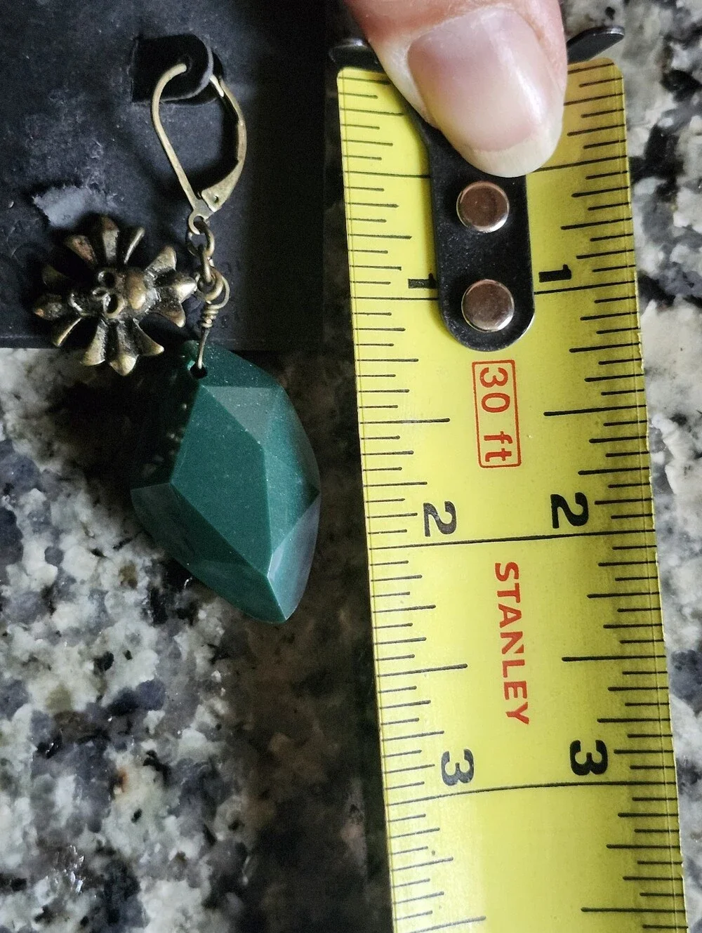 Rock & Republic Teal Faceted Teardrop Earrings with Skull Flower Accents